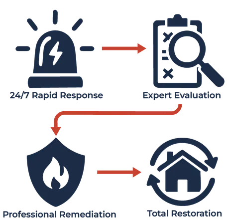 How Professional Fire Restoration Works: Emergency Stabilization, Debris & Content Management, Soot & Smoke Decontamination, Odor Neutralization