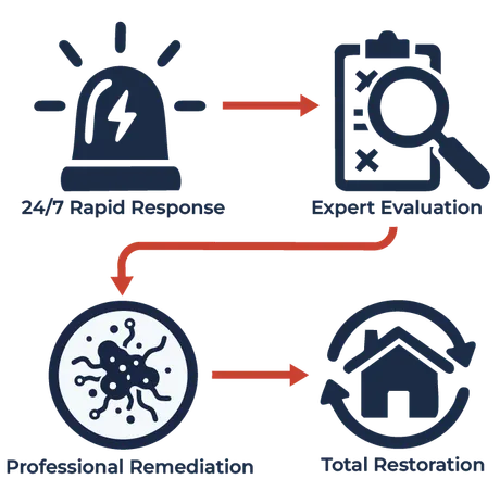 How Professional Mold Removal Works: Fix the Moisture Source, Remove Contaminated Materials, Sanitize and Disinfect, Rebuild and Restore