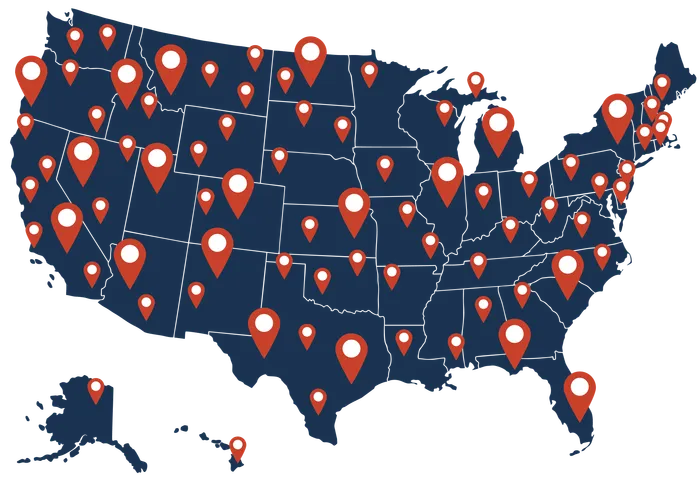 Map of restoration contractors across the United States